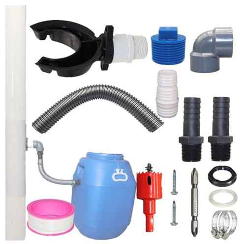 Regenwassersammler,70-110mm Fallrohr Regensammler+Auslaufhahn Speedy Regentonnen Anschluss Fallrohr, Wasserdieb Regendieb Regentonnen Verbinder für Dächer bis 80 m² Mit Montagezubehör (100cm Schlauch)