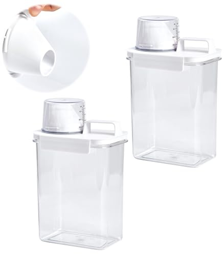 2 Stück 1800ml Waschpulver Aufbewahrungsbox, Waschmittelbox, Waschpulver Dosierer, WaschmittelbehäLter, Geschirrspülpulver BehäLter