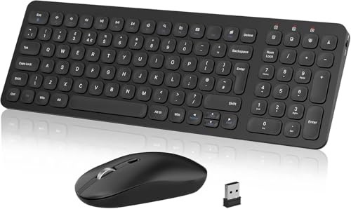 Wireless Keyboard Mouse, cimetech 2.4G Keyboard and Mouse Set with Ergonomic Silent Design & Stable Connection for Windows PC Laptop Computer (QWERTY UK Layout, Black)