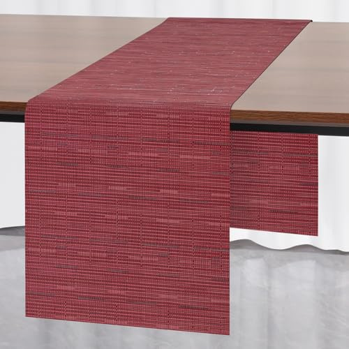 Myir JUN Camino de Mesa, Camino de Mesa Moderno PVC Termoaislante para Manualidades Lavable para Comedor Cocina para Interior y Exterior Fiesta Vacaciones Decoración de Mesa 30 x 240 cm (Rojo)