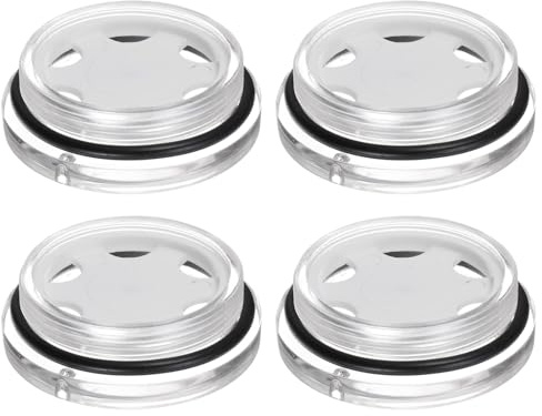QUARKZMAN 4Pz Vetro Spia Olio Compressore Aria M60 x 2.0mm Maschio Indicatore Livello Liquido Testa Esagonale Plastica Olio Vista O-Ring per Aria Compressore Raccordi, Trasparente