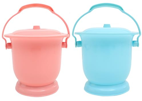 Urinario Portátil de Plástico Pp, 2 Piezas, para Adultos | Tapa Sellada, Uso en Casa y Viaje, Colores Rojo y Azul, Fácil de Limpiar