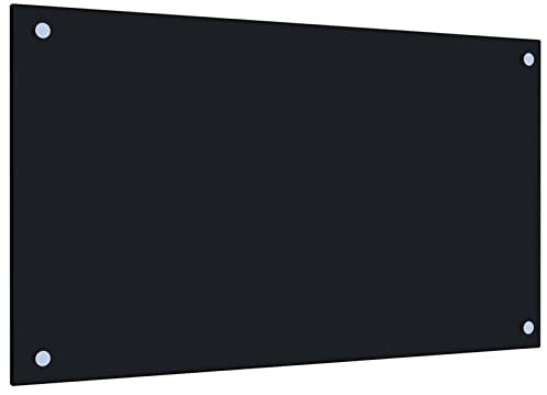 Gecheer Tempered Glass Kitchen Backsplash - Black, 70x40cm, Heat & Scratch Resistant, Easy Mounting Kitchen and dining room