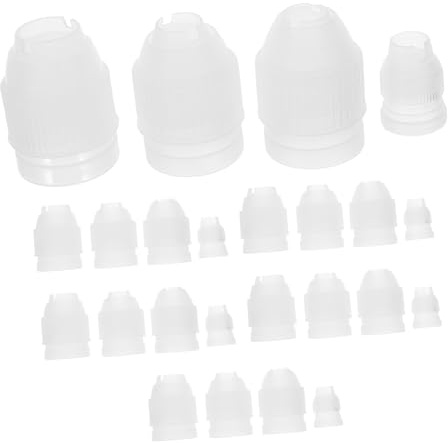 VOSAREA 24pcs Piping Bag Coupler Adaptor Set 1.6cm-2.6cm Diameter Plastic Biscuit Cream Cake Decorating Converter for Baking Accessories