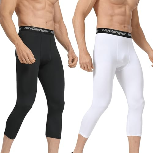NuCamper 3/4 Kompressionsbyxor För Män, Atletisk Tights, Herr Löparbyxor, Fitness Leggings, Snabbtorkande, Andas Funktionella, Termisk Baslager, För Träning Löpning Fitness Jogging Sporter Gym Basket