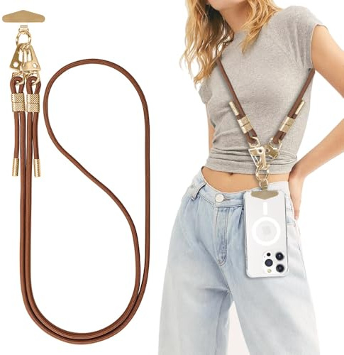 UnnFiko Handykette Universal zum Umhängen,Handyband Abnehmbar für Hülle,Verstellbar kette mit 2 Karabine für alle Smartphones