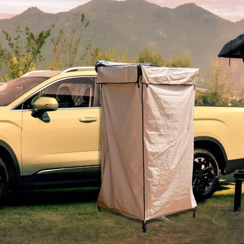 Car Shower Tent, Oxford Waterproof Toilet Tent, Car Side Shower Room with LED Light for Outdoor Camping, Privacy Shelters for Outdoor, Mounted on Roof Rack, Universal