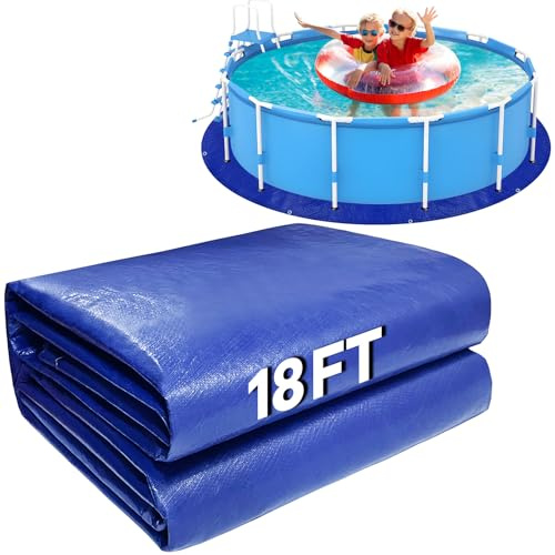 18 FT Round Pool Mat for Above Ground Pool, Heavy Duty Under Pool Padding Mat for Pool Bottom, Anti-Aging Puncture Resistant Swimming Pool Liner Pad Pool Tarp Pool Underlayment Pool Ground Pad (18FT)
