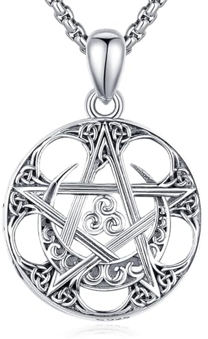 Eusense 925 Argento Collana Pentagramma Pentacolo Nodo Celtico Ciondolo Stella Gioielli Wiccan Regalo per Donne Ragazze