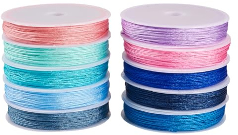 Craftdady - 10 rotoli da 100 metri di corda in poliestere e nylon per bracciali, 0,8 mm, corda per nodi cinesi, corda intrecciata a mano, per lavori con perline, per collane fai da te, per la