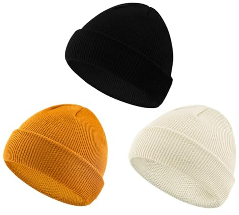 SEYUFN Baby Wintermütze Kinder Mütze Jungen Winter Babymütze Mädchen Mütze Mit Licht Kinder Beanie Junge Strickmütze (DE/NL/SE/PL, Alter, 6 Monate, 24 Monate, Schwarz+Beige+Karamellfarben)