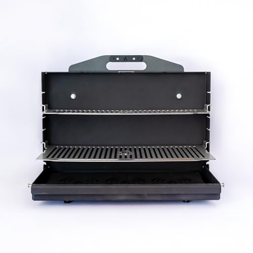 Hidden BBQ Pals L – Barbacoa de Pared Plegable (60 cm) | Compacta para Balcones, Terrazas y Jardines | Acero Inoxidable | Fácil de Limpiar | Funciona con Carbón o Leña | Incluye Parrillas y Funda