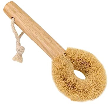 NOLITOY Golden Wooden Handle Dish Brush with Hanging Rope for Bowl and Pot Cleaning Comfortable to Hold Kitchen Brush for Efficient Washing and Scrubbing