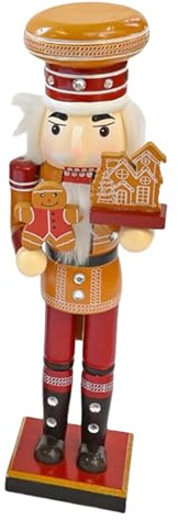 LAIOUSN Muñecos tradicionales de soldado para decoración navideña, cascanueces, figura patriótica de 35 cm, soldado de madera para Navidad, vacaciones, estatuas de cascanueces