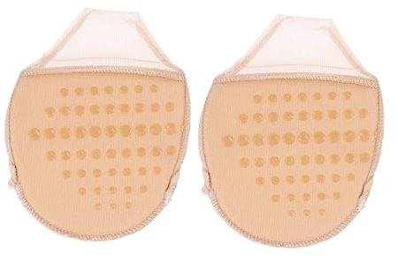 LOEFLIFA 3 Pairs Khaki Open Toed Forefoot Cushions for High Heels Breathable Sponge Pads with Elastic Slip Design Ball of Foot Pressure and Toe for Women Shoes