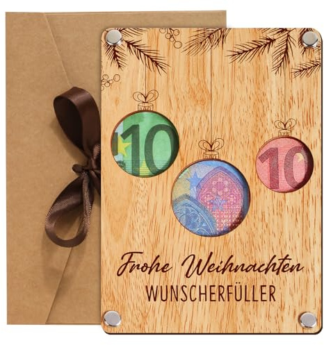 BOFUNX Weihnachten Geldgeschenk Verpackung aus Holz Weihnachten Grußkarte Geschenkideen Geld Gutschein Verpackung Nikolaus Geschenke für Frau Männer Freund Kollegen Mittarbeiter