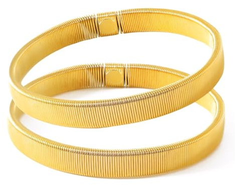 Canvas Trend 2 Pcs Gold Sleeve Garters Women and Men, Anti-Slip Shirt Armbands Keeps Cuffs From Sliding, Stretch Elastic Long Sleeve Shirt Holder and Arm Bands for Comfortable Wear Clothing Keepers