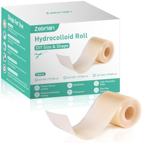 Hydrokolloid Pflaster Rolle 5cm*500cm Selbstklebender Hydrokolloid Wundpflaster Wasserfestes Atmungsaktive Hautfreundlich Wundauflagen (Hellgrün, 5cm*365cm)