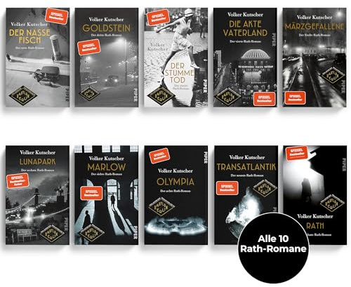 Volker Kutscher – Die Gereon Rath Romane Band 1 bis 10 – Komplettbox inkl. „Der nasse Fisch“ bis „Rath“ – Babylon Berlin Bestseller Reihe – Historische Krimis im Set + Exklusive Postkarte