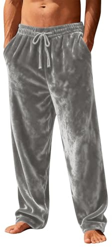 Pantalon Pijama Hombre Largo Pantalones Pijama Talla Grande Franela Polar Termico Pantalón Pijama Invierno Casual Otoño Pantalones De Estar Por Casa Ligero Cintura Elástica Ropa De Dormir Transpirable