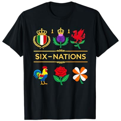 6 Nations Rugby Tournoi Six Nation's Rugbyman Supporter Fun T-Shirt