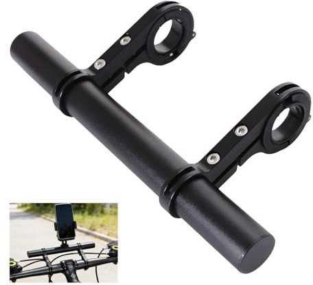 Fahrrad Lenker Erweiterung, 20CM Aluminiumlegierung Halterung Erweiterung MTB-Lenkerbefestigung fuer 25-34mm Fahrradgriffe Lenker Extender mit Doppelter Klemmbasis für Taschenlampe Smartphone Kamera
