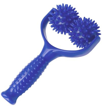 minkissy Rouleau de Massage Bleu de Y à Picots Nuque Nœuds Dorsaux, Bâton de Massage Portable pour Soulagement Musculaire Profond et Exercice de Relaxation Corporel
