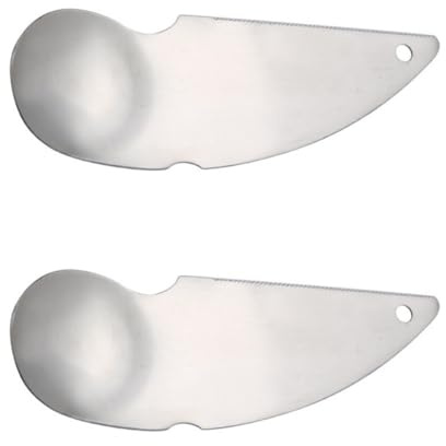 Toyvian Cucharas Cortadoras de Kiwi de Acero Inoxidable, Set de 2 Unidades, Cuchara Excavadora y Cortador Dentado para Pelar y Extraer Pulpa, Utensilios de Cocina Compactos para Frutas