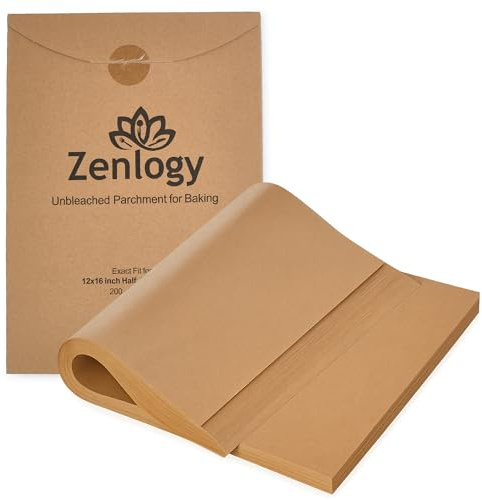 Parchment Paper Sheets 12x16 for Baking - Unbleached Chlorine-free, High Heat, Non-Stick Pre-Cut Parchment Paper for Half Sheet Pans (200 sheets)