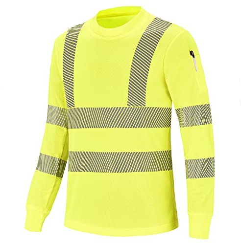 AYKRM Hi Viz Long Sleeve T-Shirt - Hi Vis High Viz Visibility Safety Work T-Shirts (XS-8XL)