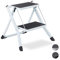 Relaxdays Scala Pieghevole, 2 Gradini, Salvaspazio, Antiscivolo, Ferro, HLP 45x50x50 cm, Bianco