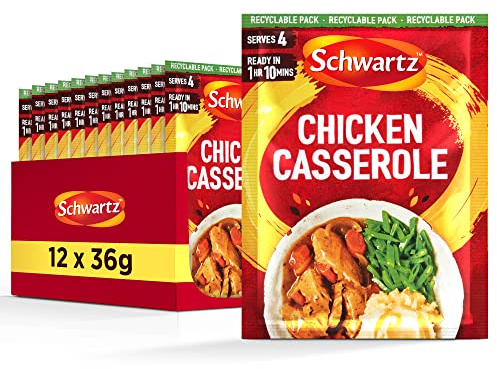 Schwartz Chicken Casserole 36 G | Serves 4 | Pack of 12 | Rich & Spicy Flavour | Expertly Blended with Herbs & Spices | With Garlic, Sage, and Rosemary | Suitable for Vegetarians