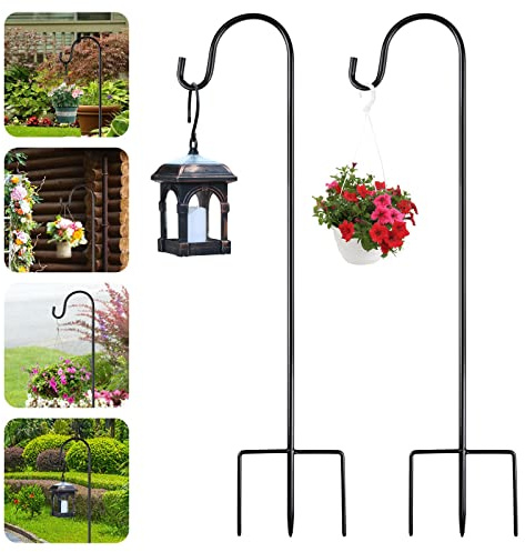 Greenidea 2 PCS Garten Schäferhaken 89 cm/35 inch Hirtenhaken Metall Gartenpfahl mit Haken Laternenstab Hirtenbogenhaken für Solarlaternen Lichter Vogelkäfige, Hochzeiten, Pflanzenkörbe