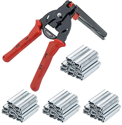 Kit di Pinze ad Anello per Chiodi di Maiale di Tipo M con 2400pz M Clips, Pinza per il Fissaggio di Gabbie Metalliche per il Fissaggio di Recinzioni, Installazione di Tappezzerie, Gabbie per Animali