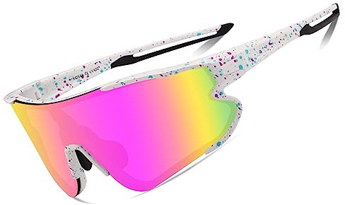 Eninedeuisou Sonnenbrille Fahrradbrille TR90 Rahmen für Herren Damen UV 400 Schutz Schutzbrille MTB Sportbrille für Outdoorsport Radfahren Fahren Laufen Baseball (Rosa)