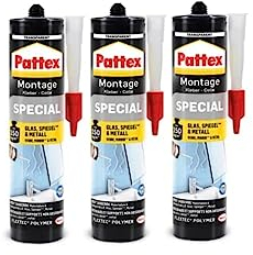 Pattex Montagekleber Special - Innen und Außen - Transparent - 3x290g