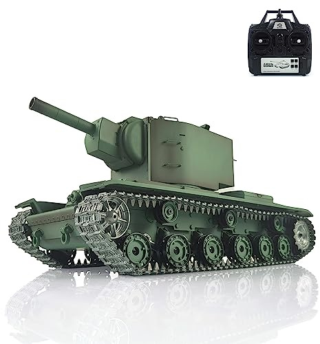 wheelfun Heng Long US auf Lager, 1/16 Upgraded 7.0 Sowjetischer Kv-2 RTR RC Panzer Gigant 3949 mit Rauchergenerator, Metallschienen, Barrel Recoil, 340 drehbarer Turm, Infrarot Kampf, BB Shooting