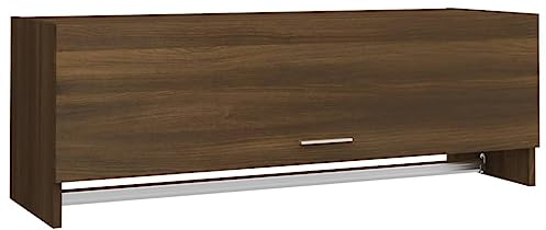 vidaXL Klädhängare brun ek 100x32,5x35 cm konstruerat trä, hatthyllor, klädstång, klädförvaring, klädskåp, klädstänger, jackhängare