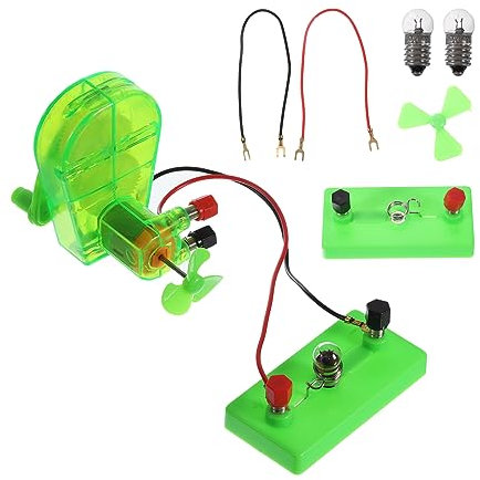 PATIKIL DIY Generator Motors Set, 2Set Mini Hand Generator Motor Kit with Bulb Lamp Holder Hand Cranked Power Generator Science for LED Light Bulb Windmill