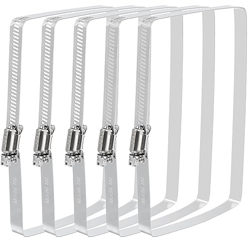 uxcell Rectangular Hose Clamps, 6 x 4 304 Stainless Steel Square Duct Pipe Clamp for Ducting, Securing Hose, Cable and Bridge Project Application, Pack of 6