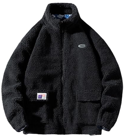 Teddy Pullover Herren Herbst Winter Vintage Felljacke Jacke Zipper Dicke Teddyfleece Wolljacke Teddyfell Gefüttert Fleecejacke Kälteschutzjacke Thermo Übergröße Kuscheljacke Jagdjacke