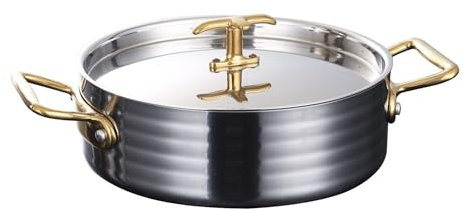 Yiustldd Pentola per Pasta in Acciaio Inossidabile, Fondo Composto a Doppia Orecchie, Padella per stufato, per cuocere Il Latte, per Cucinare in casa, pentole Professionali, 20X7CM