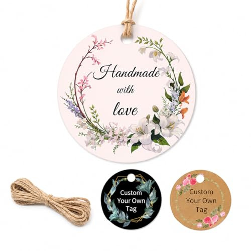 Personalisierte Geschenkanhänger für Kleidung, individuelle Geschenkanhänger, individuelle Geschenkverpackungsetiketten, Hochzeitsartikel, Geburtstagsparty, Gastgeschenke mit Schnur (runde Form)