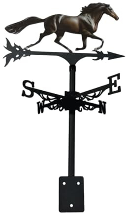 MagiDeal Horse Metal Weathervane Weather Vane Decorative Retro Animal Wind Vane Iron Art Ornament for Porch Fence Outdoor Lawn Cottage