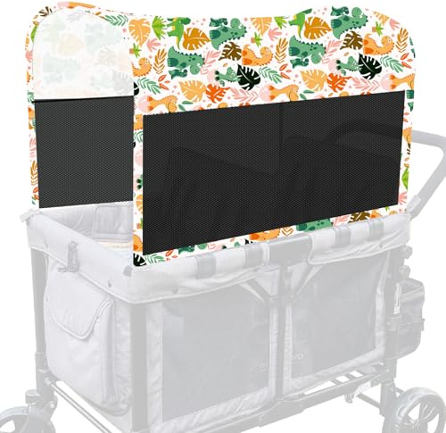 LUAATT Stretchy Panoramic Canopy Compatible with Wonderfold Stroller Wagons W2/W4 All Models,UPF50+ Sun Protection with Two Mesh Windows,Sun Shade and Protection(Dinosaur)