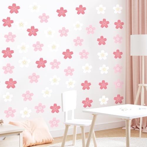 SHUCHING Adesivi Murali Fiore di Ciliegio Fai-da-te, Adesivi da Parete Vinile Fiori, Decorazione Murale per Cucina Soggiorno Bagno Cameretta Ufficio
