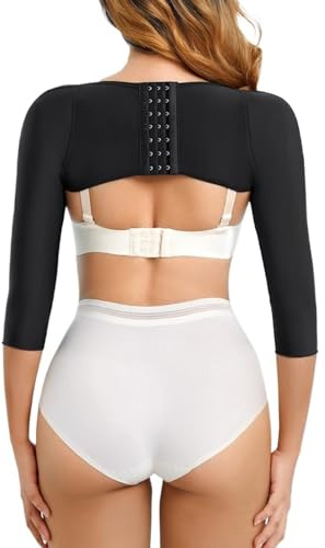 Mangas Moldeadoras Adelgazantes para Brazos Faja de Compresión Postoperatoria Lipo Corrector de Postura Tops Shapewear(Schwarz,L)