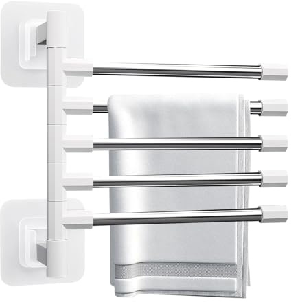 Handtuchhalter Ohne Bohren, Rotatable 180 Grad 5 Armig Towel Holder, Edelstahl Handtuchhalter Wand BadzubehöR, Geschirrtuchhalter KüChe handtuchhalter HeizköRper FüR KüChe, Wc, Garderobe Und Bad