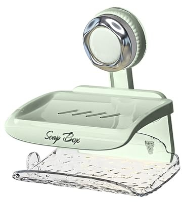 Jabonera de pared con diseño antideslizante con ventosa adhesiva para baño, ducha, ahorro de espacio, soporte de drenaje para baño