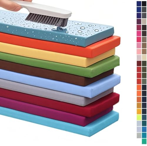 Custom Weatherproof Outdoor Bench Cushion - Washable Non-Slip Available in 48 Colors & Sizes Ideal for Garden Benches & Beer Garden Chairs (10cm Thick)